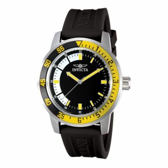 Invicta Specialty Silver Tone Case Black Dial Rubber Strap Watch Men's - 12846 - Picture 1 of 10
